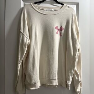 Altar’d State Cream Sweatshirt with Pink Bow